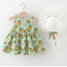 【9M-3Y】2-piece Baby Girl Sweet Bow Design Fruit Print Dress With Hat