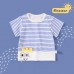 【6M-3Y】Baby Cute Bunny And Dinosaur Embroidered Short Sleeve Striped T-shirt