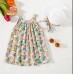 【9M-3Y】2-piece Baby Girl Sweet Flower Print Neck Dress With Hat