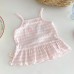 【6M-3Y】Baby Girl Cute Cartoon Print Pink Striped Camisole Tank Top