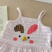 【6M-3Y】Baby Girl Cute Cartoon Print Pink Striped Camisole Tank Top