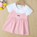 【6M-3Y】Baby Girl Cute Letter Embroidered Fake Two Piece Dress