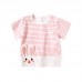 【6M-3Y】Baby Cute Bunny And Dinosaur Embroidered Short Sleeve Striped T-shirt