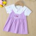 【6M-3Y】Baby Girl Cute Letter Embroidered Fake Two Piece Dress