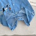 【3M-24M】Neutral Baby Cute Letter And Bear Embroidered Blue Denim Romper