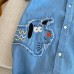 【3M-24M】Neutral Baby Cute Letter And Bear Embroidered Blue Denim Romper