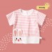 【6M-3Y】Baby Cute Bunny And Dinosaur Embroidered Short Sleeve Striped T-shirt