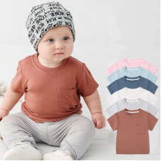 【3M-3Y】Unisex Baby Comfortable Solid Color Short Sleeve T-shirt
