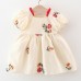 【6M-3Y】Baby Girl Sweet Fashion Floral Embroidery Bubble Sleeve Dress