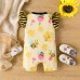 【0M-24M】Baby Girl Cute Bee And Flower Print Yellow Romper