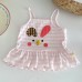 【6M-3Y】Baby Girl Cute Cartoon Print Pink Striped Camisole Tank Top