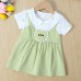 【6M-3Y】Baby Girl Cute Letter Embroidered Fake Two Piece Dress