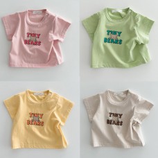 【3M-3Y】Unisex Baby Casual Cotton Letter Print Short-sleeved T-shirt