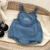 【3M-24M】Baby Girl Cute Letter Embroidered Heart Shape Sleeveless Denim Overalls