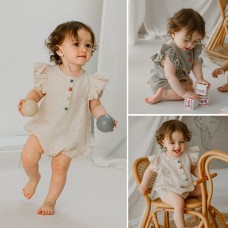 【3M-24M】Baby Girl Casual Cotton And Linen Breathable Ruffles Romper