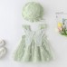 【3M-3Y】2-piece Baby Girl Sweet Butterfly Embroidered Mesh Bow Sleeveless Princess Dress With Hat