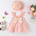 【3M-3Y】2-piece Baby Girl Sweet Butterfly Embroidered Mesh Bow Sleeveless Princess Dress With Hat