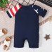 【3M-24M】Unisex Baby Independence Day Printe Short Sleeve Romper