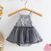 【3M-24M】Baby Girl Fashion Floral Print Stitching Layered Tulle Suspender Romper