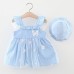 【9M-3Y】2-piece Baby Girl Sweet Butterfly Print Ruffle Sleeveless Dress With Hat