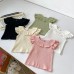 【3M-3Y】Baby Girl Cute Cotton Solid Color Ruffle Doll Collar Tank Top