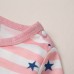 【0M-12M】Baby Girl Pink Striped Star Print Long Sleeve Romper