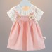 【9M-3Y】Baby Girl Floral Fake Two Piece Short Sleeve Dress