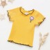 【6M-3Y】Baby Girl Cotton Multicolor Cartoon Embroidery Round Neck Short Sleeve T-shirt