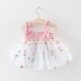 【9M-3Y】Baby Girl Pink Bow Mesh Embroidered Sling Dress