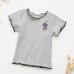 【6M-3Y】Baby Girl Cotton Multicolor Cartoon Embroidery Round Neck Short Sleeve T-shirt