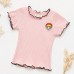 【6M-3Y】Baby Girl Cotton Multicolor Cartoon Embroidery Round Neck Short Sleeve T-shirt