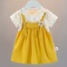 【9M-3Y】Baby Girl Floral Fake Two Piece Short Sleeve Dress