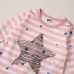 【0M-12M】Baby Girl Pink Striped Star Print Long Sleeve Romper