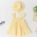 【3M-24M】2-piece Baby Girl Cotton Lace Embroidered Daisy Print Dress With Hat